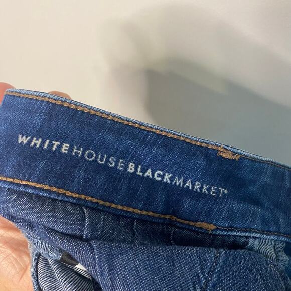 WHBM The Slim Ankle Jeans Skinny Mid Rise Dark Blue Western Jeweled Size 2 - Picture 14 of 16